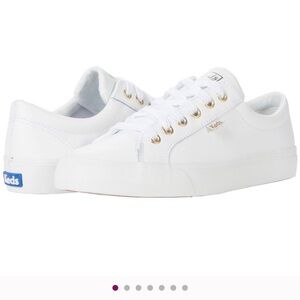 Keds Classic JumpKick White Sneakers with Gold Accents
